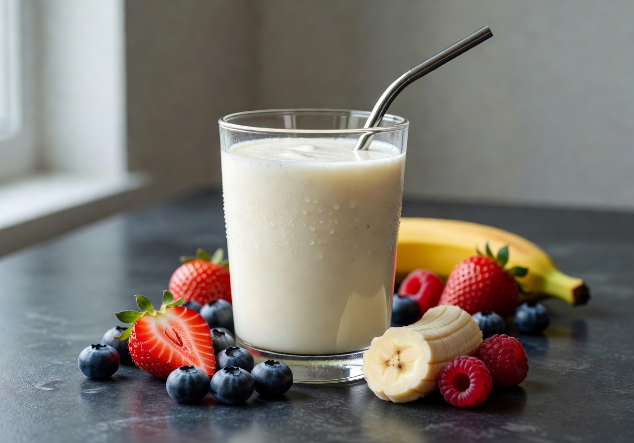 Nexitapbounce Protein Shake and Fruits